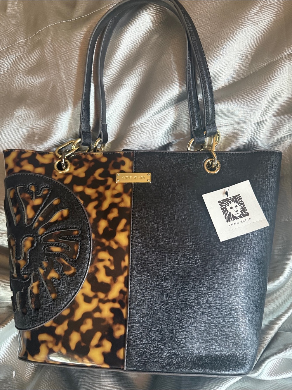 Anne Klein Black and Tortoiseshell Tote Bag NWT